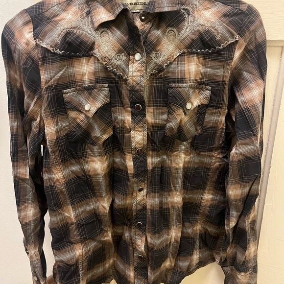 Bit & Bridle Brown & Black Snap Shirt - Picture 2 of 15